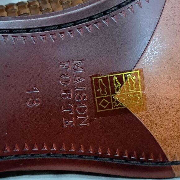 Maison Forte Cognac Leather Basket Weave Sides Dress Shoes Shoe Trees Box 13M main image 7